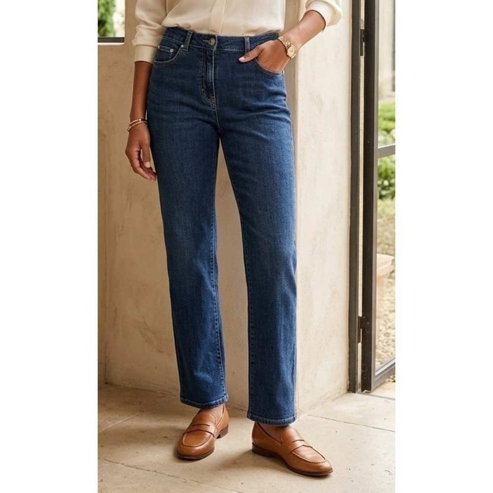 Brooks Brothers 346 Stretch Straight Leg Jeans Women's 12 Blue Denim Medium Wash